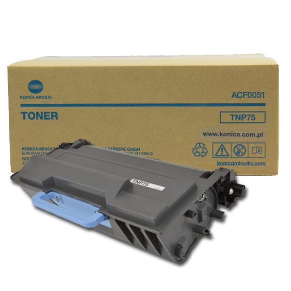Cartuș toner Konica Minolta TNP75, compatibil cu diverse imprimante, asigurând calitate superioară a imprimării.