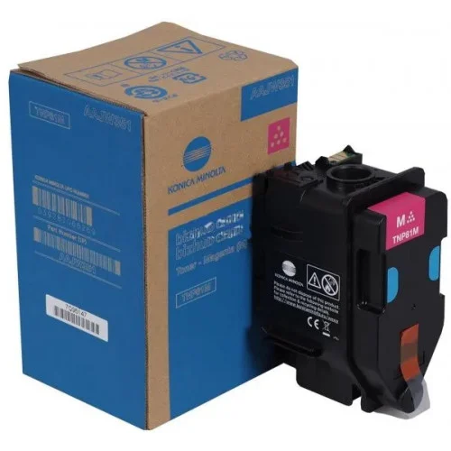 Cartus toner Konica Minolta TN-PB1M, compatibil cu diverse imprimante, culoare magenta, ambalat în cutie originală.