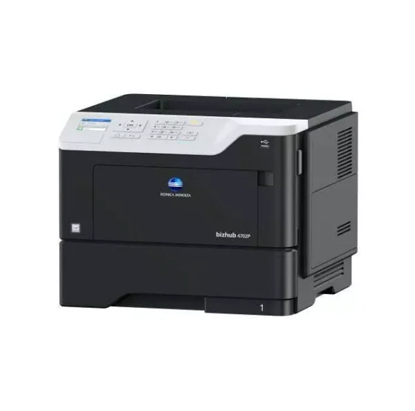 Imprimantă laser Konica Minolta bizhub 4702, compactă și eficientă, ideală pentru birouri cu nevoi de imprimare rapide.