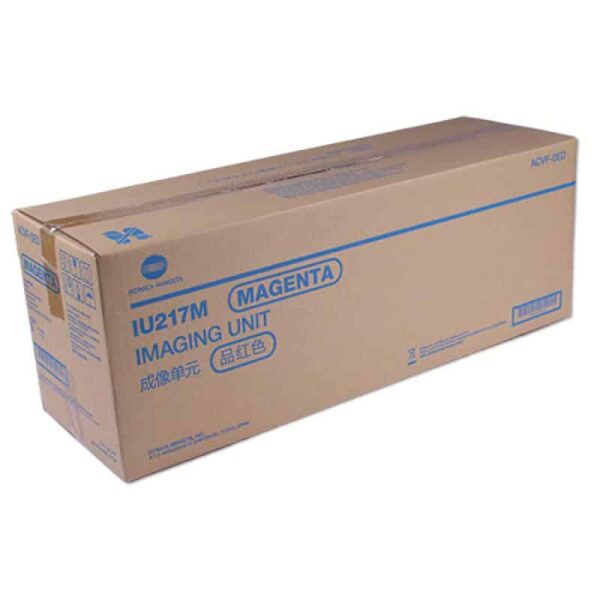 Unitate de imagistică Magenta IU217M, compatibilă cu imprimantele Konica Minolta, ambalaj de carton.
