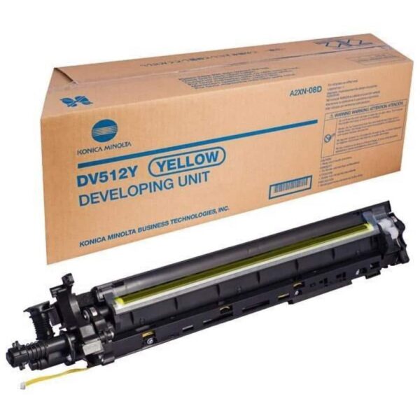Unitate de dezvoltare DV512Y galben pentru imprimante Konica Minolta, compatibilă cu diverse modele, asigurând calitate în imprimare.